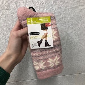 NWT Fair Isle Print Mid Calf Boot Socks